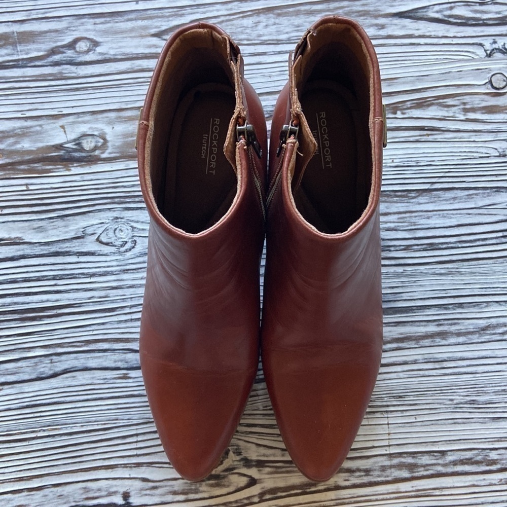 Rockport- brown heeled ankle boots- ladies size 10 - Picture 4 of 10